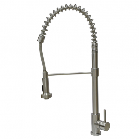 Mitigeur d’évier de cuisine semi-professionnel inox massif avec Douchette extractible 2 jets ,brossé