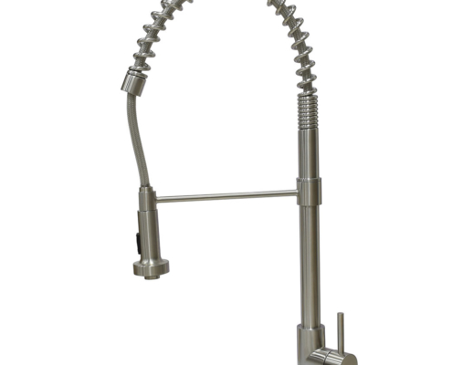 Mitigeur d’évier de cuisine semi-professionnel inox massif avec Douchette extractible 2 jets ,brossé