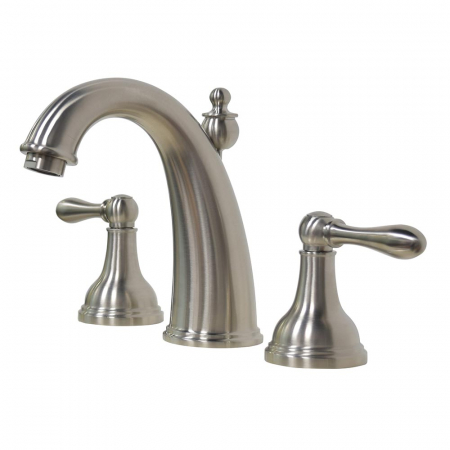 Robinet de lavabo traditionnel répandu,Inox massif brossé, 2 poignées