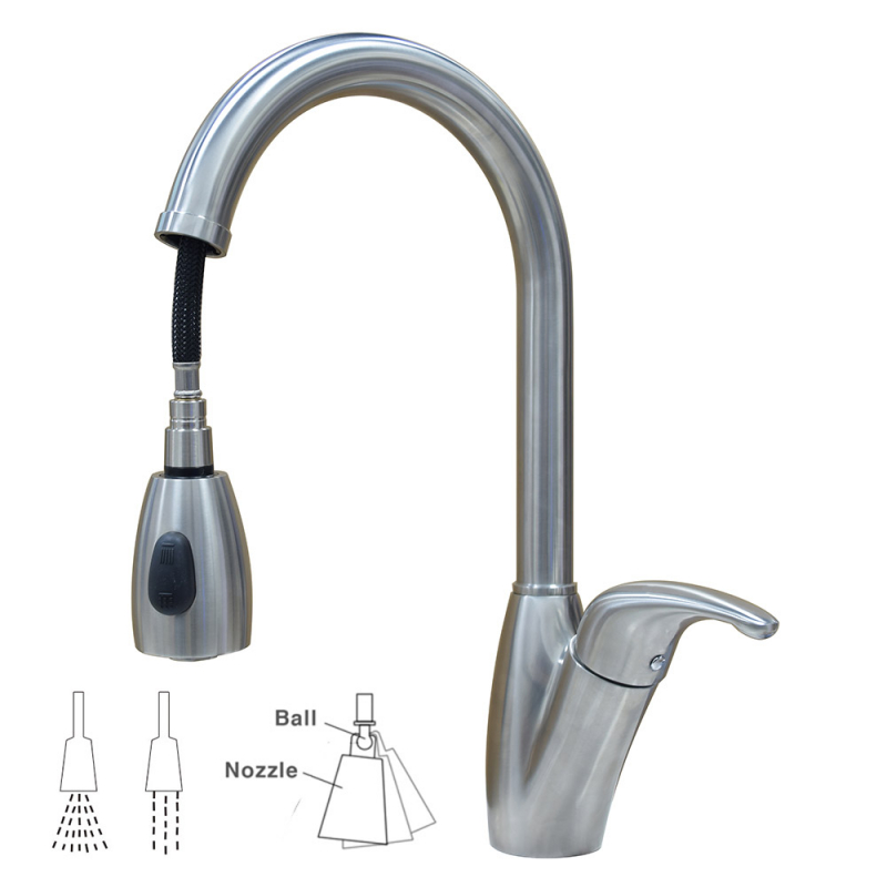 robinet de cuisine en acier inoxydable Première qualité à bec rétractable