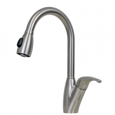 Robinet de cuisine à bec rétractable classique, acier inoxydable massif, poignée unique, bec à grand arc