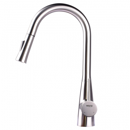 Mitigeur Poignée à levier unique en acier inoxydable avec double douchette extractible,Euromini, brossé