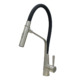 Robinet semi professionnel acier inoxydable avec Ressort flexible et système d’amarrage aimanté, inox brossé et tuyau en silicone noir mat