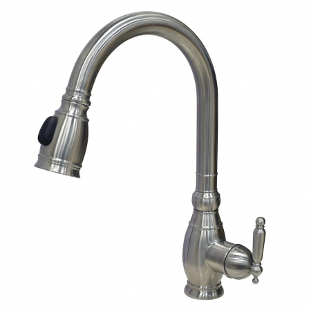 Robinet de cuisine à levier de luxe à 1 poignée, acier inoxydable massif, Robinet de cuisine vintage et douchette PREMIUM