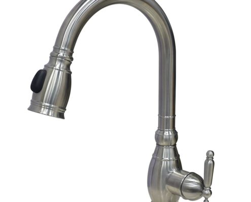 Robinet de cuisine à levier de luxe à 1 poignée, acier inoxydable massif, Robinet de cuisine vintage et douchette PREMIUM