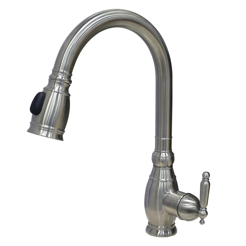 Robinet de cuisine à levier de luxe à 1 poignée, acier inoxydable massif, Robinet de cuisine vintage et douchette PREMIUM