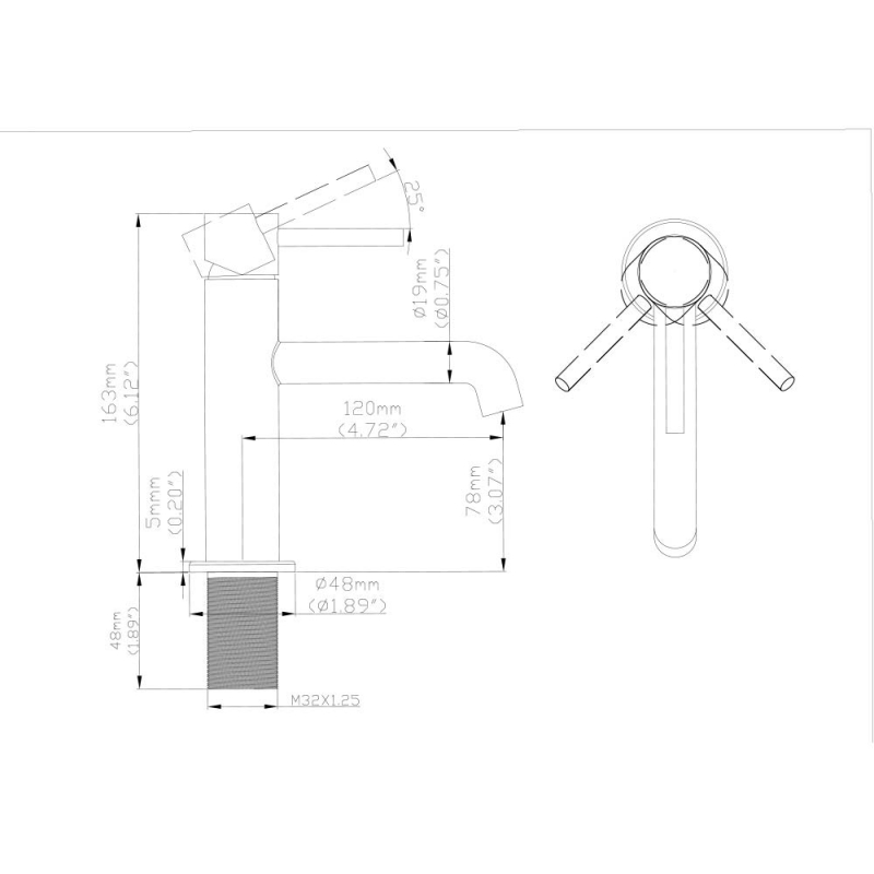 size of small faucet