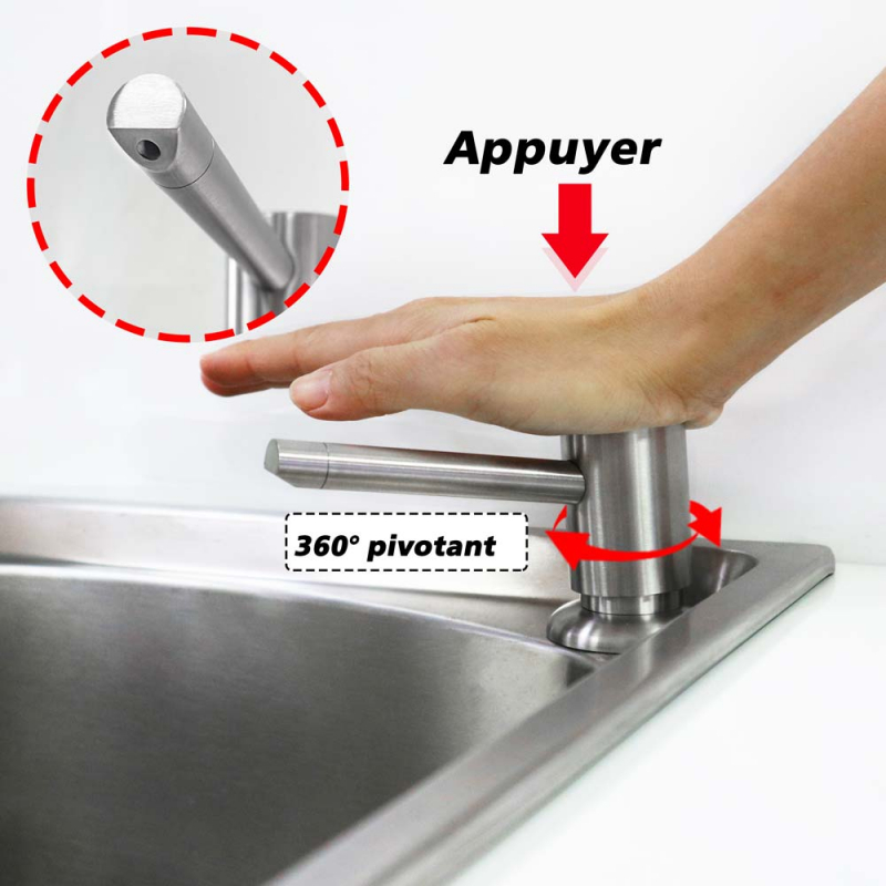 Distributeur de intégré rechargeable en acier inoxydable