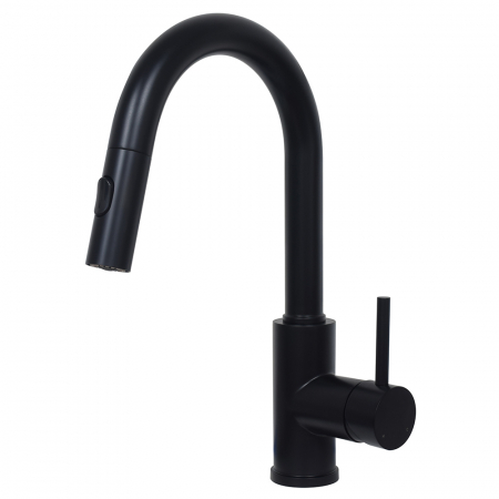 Robinet à douchette rétractable double jet PREMIUM,en acier inoxydable , Noir Mat