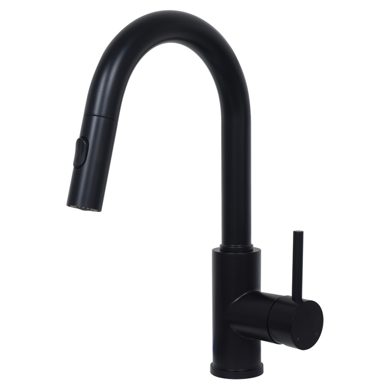 Robinet à douchette rétractable double jet PREMIUM,en acier inoxydable , Noir Mat