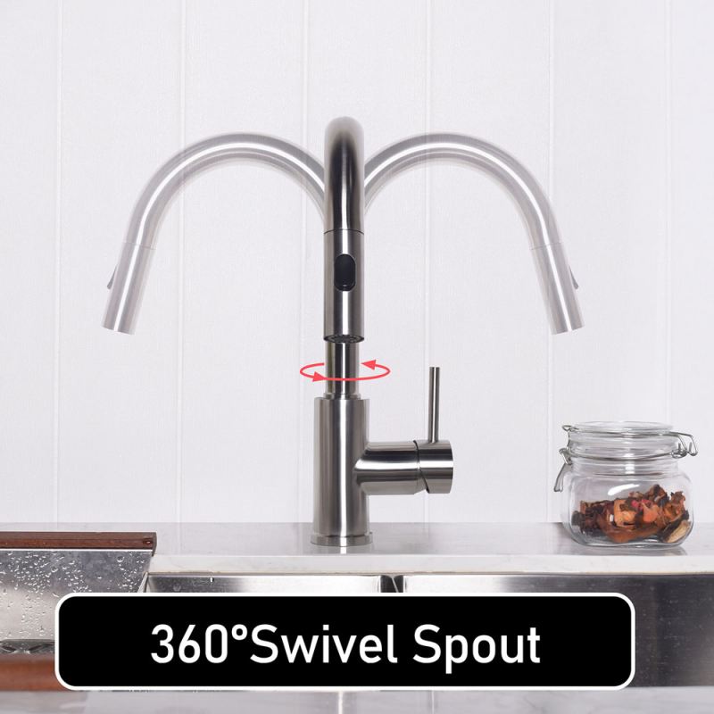 Robinet de cuisine Torino en acier inoxydable massif