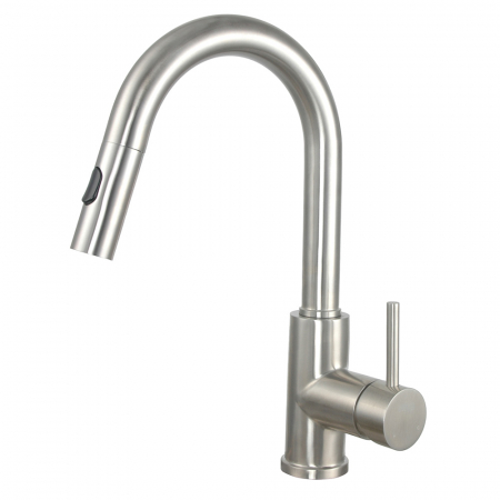 Robinet à douchette rétractable double jet PREMIUM,en acier inoxydable , inox brossé