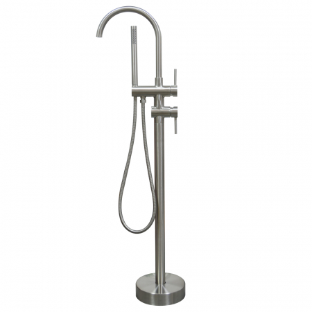 mitigeur de baignoire sur pied avec douchette,inox massif, brossé