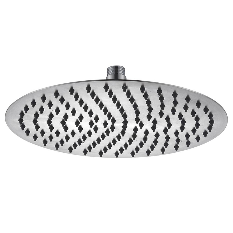 Pomme de douche en acier inoxydable, diamètre : 200 mm, hauteur bord : 2 mm, rond, brossé