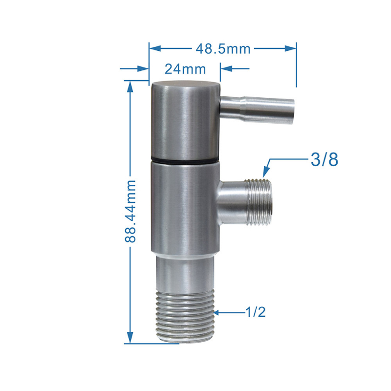Robinet équerre ,Rond ,acier inoxydable brossé