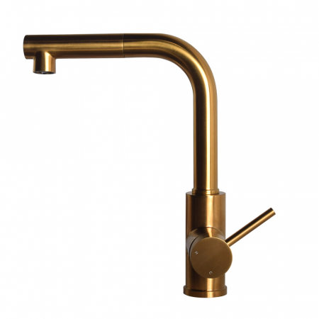Mitigeur d'évier en inox PREMIUM avec bec extractible,inox massif, finni laiton brossé