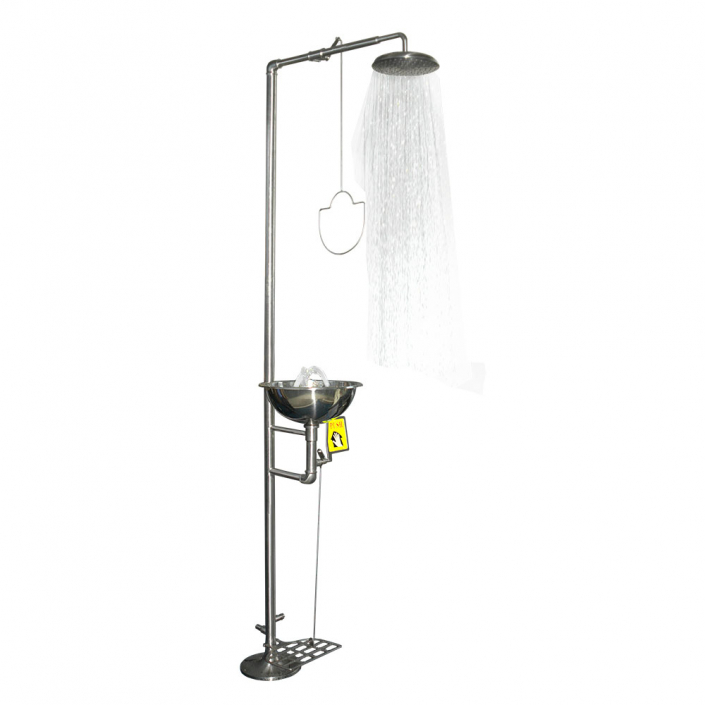 combiné douche laveur d'yeux en acier inoxydable, inox brossé