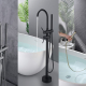 Remplisseur de baignoire autoportant en acier inoxydable avec douchette,a une poignee montage au sol