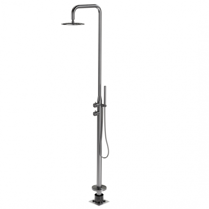 douche extérieure autoportante eau chaude avec pommeau de douche à effet pluie et douchette à main